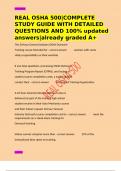 REAL OSHA 500&vert;COMPLETE STUDY GUIDE WITH DETAILED QUESTIONS AND 100&percnt; updated answers&vert;already graded A&plus;