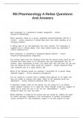 RN Pharmacology A Relias Questions And Answers