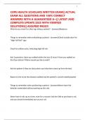 COPE HEALTH SCHOLARS WRITTEN EXAM&vert;&vert; ACTUAL EXAM ALL QUESTIONS AND 100&percnt; CORRECT ANSWERS WITH A GUARANTEED A&plus;&vert;&vert; LATEST AND COMPLETE UPDATE 2025 WITH VERIFIED SOLUTIONS&vert;&vert; ASSURED PASS&excl;&excl;&excl;