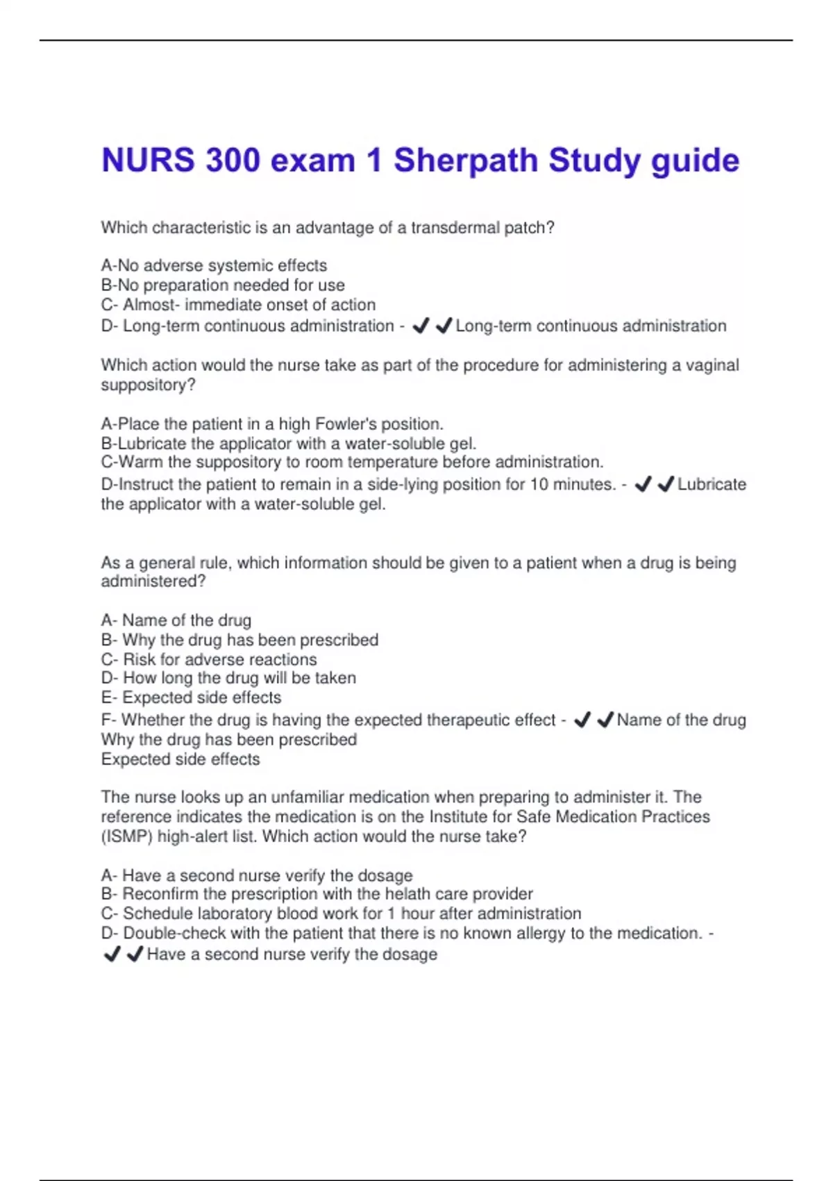 NURS 300 exam 1 Sherpath Study guide | Latest 2025 Update with complete ...