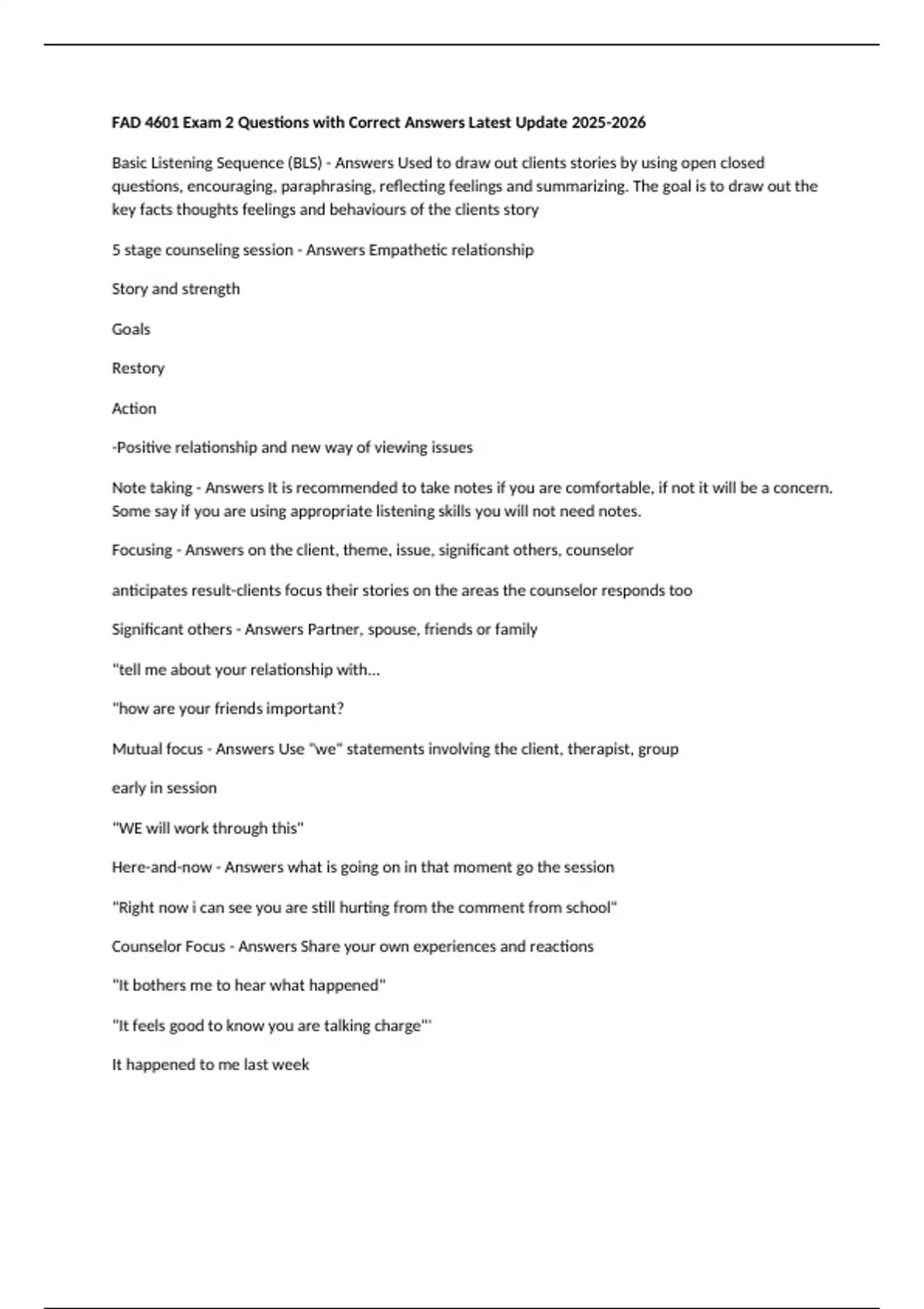 FAD 4601 Exam 2 Questions with Correct Answers Latest Update - FAD 4601 ...