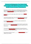 Commercial Refrigeration Final Study Guide Latest Update 2025-2026 90 Questions and 100&percnt; Verified Correct Answers Guaranteed A&plus;