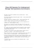 Class A&sol;B Operator For Underground Storage Tank Questions And Answers