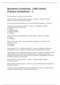 Business Continuity - CBCI Good Practice Guidelines - 1 Exam With Questions and Correct Answers 