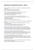 Business Continuity Terms - Unit 1 Exam Questions with 100&percnt; Verified Answers