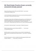 NC Real Estate Practice Exam correctly answered already passed