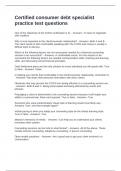 Certified Consumer Debt Specialist Practice Test Questions And Answers