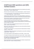 CCHP Exam With questions and 100&percnt; Verified Answers