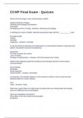 CCHP Final Exam Questions and Correct Answers