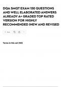 DQA SMQT EXAM 150 QUESTIONS AND WELL ELABORATED ANSWERS ALREADY A&plus; GRADED TOP RATED VERSION FOR HIGHLY RECOMMENDED &vert;NEW AND REVISED