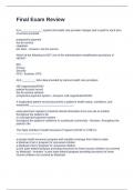 Final Exam Review Questions and Correct Answers