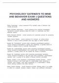 PSYCHOLOGY GATEWAYS TO MIND AND BEHAVIOR EXAM 1 QUESTIONS AND ANSWERS
