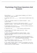 Psychology Final Exam Questions And Answers