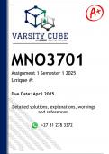 MNO3701 Assignment 1 &lpar;DETAILED ANSWERS&rpar; Semester 1 2025 - DISTINCTION GUARANTEED