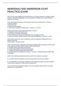 HEMODIALYSIS ANDERSON CCHT PRACTICE EXAM Questions and Answers 