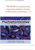 TEST BANK For Psychopharmacology Drugs the Brain and Behavior 4th Edition  By Meyer Nursing, Verified Chapters 1 - 20   9781605359892