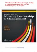 TEST BANK For Essentials of Nursing Leadership & Management 8th Edition Sally A&period; Weiss&comma; Verified Chapters 1 - 16&comma; Complete 