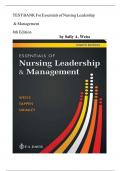 TEST BANK For Essentials of Nursing Leadership & Management 8th Edition 2024, by Sally A. Weiss, Verified Chapters 1 - 16, Complete Newest Version Grade A+..pdf