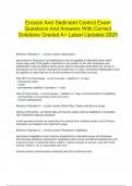  Erosion And Sediment Control Exam Questions And Answers With Correct Solutions Graded A&plus; Latest Updated 2025