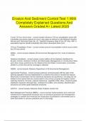  Erosion And Sediment Control Test 1 With Completely Explained Questions And Answers Graded A&plus; Latest 2025