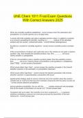  UNE Chem 1011 Final Exam Questions With Correct Answers 2025