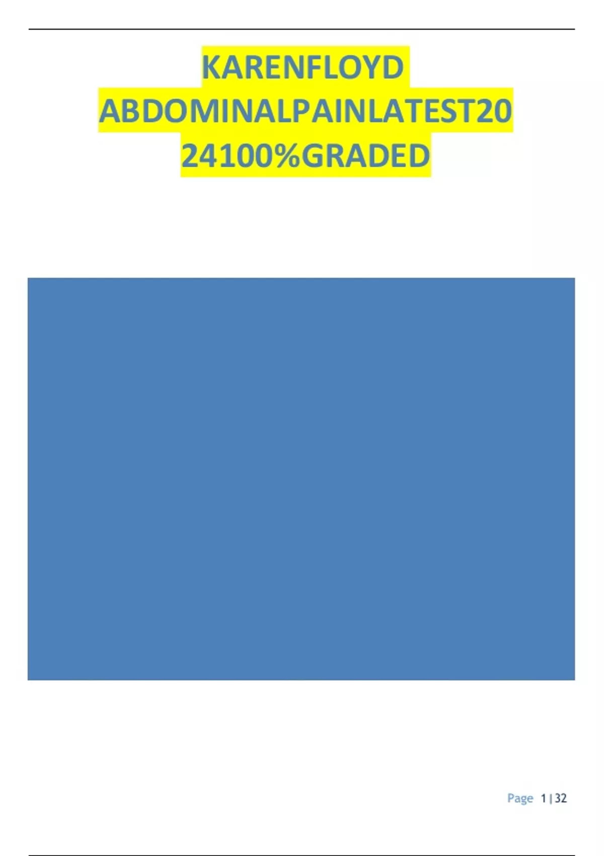KAREN FLOYD abdominal pain LATEST 2025 100 % GRADED - KAREN FLOYD ...