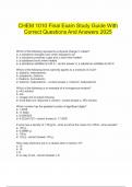  CHEM 1010 Final Exam Study Guide With Correct Questions And Answers 2025