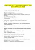 Chemistry 1010 Final Exam Questions With Correct Answers 2025