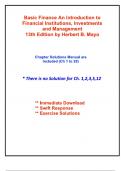 Solutions Manual - Basic Finance&colon; An Introduction to Financial Institutions&comma; Investments&comma; and Management 13th Edition &lpar;Mayo&rpar; All Chapters 1 to 29 LATEST &lpar;2025 UPDATE&rpar; ALL CHAPTERS ARE INCLUDED 100&percnt; TRUSTED COMPLETE CORRECT ANSWERS&comma; TRUSTED VERIFIED SOLUTI