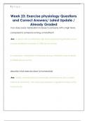 Week 23&colon; Exercise physiology Questions  and Correct Answers&sol; Latest Update &sol;  Already Graded