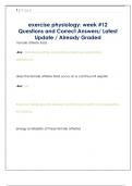 exercise physiology&colon; week &num;12  Questions and Correct Answers&sol; Latest  Update &sol; Already Graded