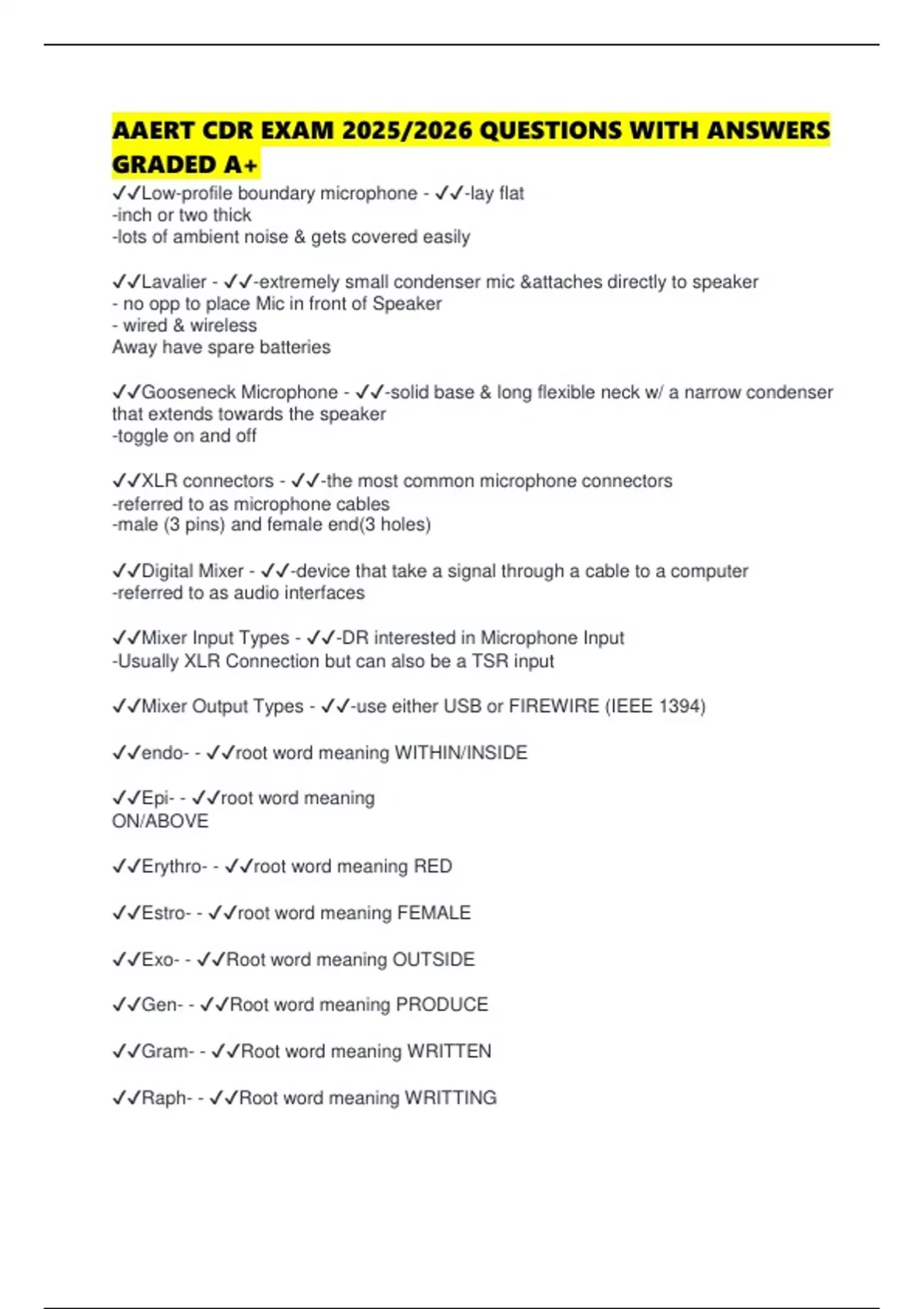 AAERT CDR EXAM 2025/2026 QUESTIONS WITH ANSWERS GRADED A+ - Aaert ...