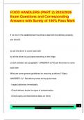 FOOD HANDLER EXAM PACKAGE DEAL QUESTIONS AND VERIFIED DETAILED ANSWERS &vert; 100&percnt; GUARANTEED PASS &vert; ALREADY GRADED A&plus;