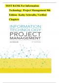 TEST BANK For Information Technology Project Management 9th Edition by Kathy Schwalbe&comma; Verified Chapters 1 - 13&comma; Complete Newest Version