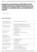 Dangerous goods Ryanair 2025 REAL EXAM QUESTIONS &vert;MOST TESTED QUESTIONS AND CORRECT ANSWERS &vert;100&percnt; ACCURATE&vert;GET IT RIGHT&excl;&excl;