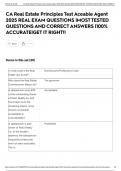 CA Real Estate Principles Test Aceable Agent 2025 REAL EXAM QUESTIONS &vert;MOST TESTED QUESTIONS AND CORRECT ANSWERS &vert;100&percnt; ACCURATE&vert;GET IT RIGHT&excl;&excl;