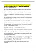 HARTMAN'S NURSING ASSISTANT CARE FINAL PAPER 2025&sol;2026 QUESTIONS WITH ANSWERS GRADED A&plus;