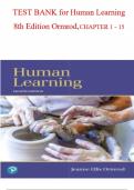 TEST BANK for Human Learning 8th Edition Ormrod&comma;CHAPTER 1 - 15  9780134893662