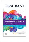 Test  Bank For LoBiondo-Wood and Haber's Nursing Research in Canada&comma; 5th Edition by Mina Singh&comma; All Chapters included &vert; Latest 2025