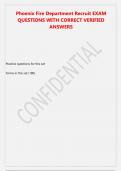 Phoenix Fire Department Recruit EXAM QUESTIONS WITH CORRECT VERIFIED ANSWERS&period;