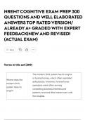 NREMT COGNITIVE EXAM PREP 300 QUESTIONS AND WELL ELABORATED ANSWERS TOP RATED VERSION&sol; ALREADY A&plus; GRADED WITH EXPERT FEEDBACK&vert;NEW AND REVISED&excl;&lpar;ACTUAL EXAM&rpar;