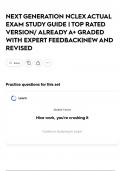NEXT GENERATION NCLEX ACTUAL EXAM STUDY GUIDE &vert; TOP RATED VERSION&sol; ALREADY A&plus; GRADED WITH EXPERT FEEDBACK&vert;NEW AND REVISED