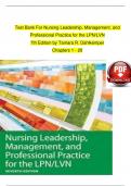 Test Bank For Nursing Leadership&comma; Management&comma; and Professional Practice for the LPN&sol;LVN 7th Edition By Tamara R&period; Dahlkemper 9781719641487 Chapter 1-20 Complete Guide &period;