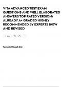 VITA ADVANCED TEST EXAM QUESTIONS AND WELL ELABORATED ANSWERS TOP RATED VERSION FOR ALREADY A GRADED HIGHLY RECOMMENDED BY EXPERTS &vert;NEW AND REVISED