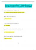 Dental Anatomy Study Guide Questions and Answers Latest Version Graded A&plus;