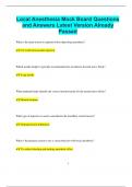 Local Anesthesia Mock Board Questions and Answers Latest Version Already  Passed