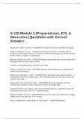 S-130 Module 1 &lpar;Preparedness&comma; ICS&comma; & Resources&rpar; Questions with Correct Answers