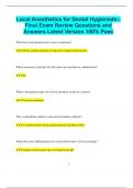 Dental Hygiene Local Anesthesia Bundled Exams Questions and Answers Multiple Versions Latest Updates &lpar;2025&sol;2026&rpar; &lpar;Complete and Accurate&rpar;