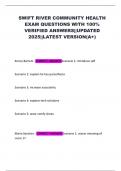 SWIFT RIVER COMMUNITY HEALTH EXAM QUESTIONS WITH 100&percnt; VERIFIED ANSWERS&vert;&vert;UPDATED 2025&vert;&vert;LATEST VERSION&lpar;A&plus;&rpar;
