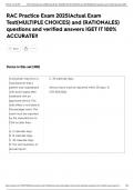 RAC Practice Exam 2025&vert;Actual Exam Test&lpar;MULTIPLE CHOICES&rpar; and &lpar;RATIONALES&rpar; questions and verified answers &vert;GET IT 100&percnt; ACCURATE&excl;&excl;